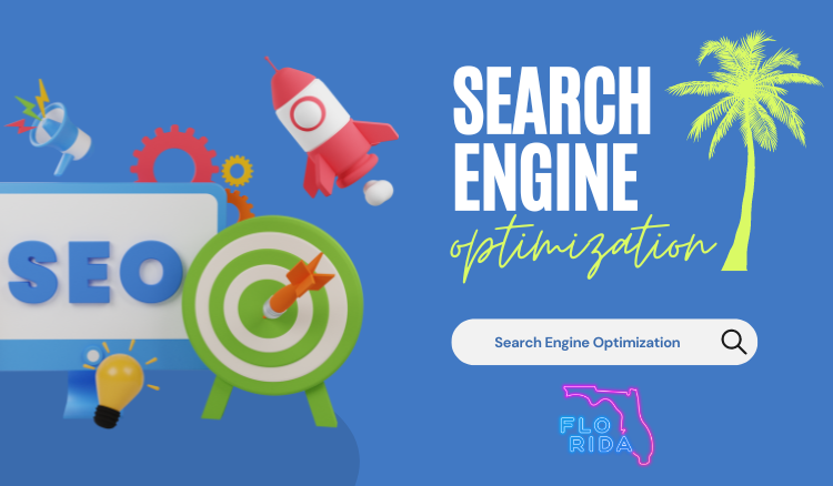Fort Pierce Search Engine Optimization design with a palm tree and the state outline on it.